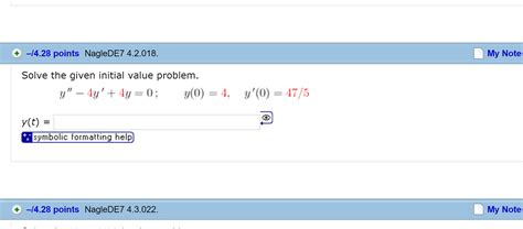 Solved Solve The Given Intial Value Porblem Y 4y 4y 0