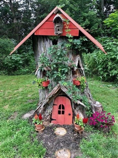 An Old Stump Turned Fairygnome Home Fairy Garden Diy Fairy Garden