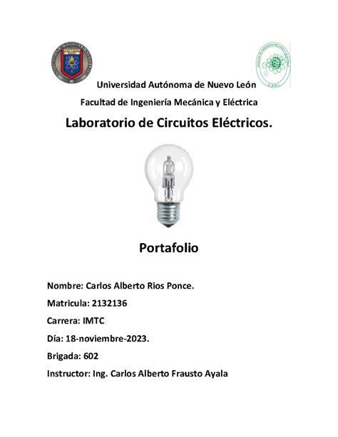 Practica Circuitos Electricos Fime Universidad Autónoma De Nuevo León