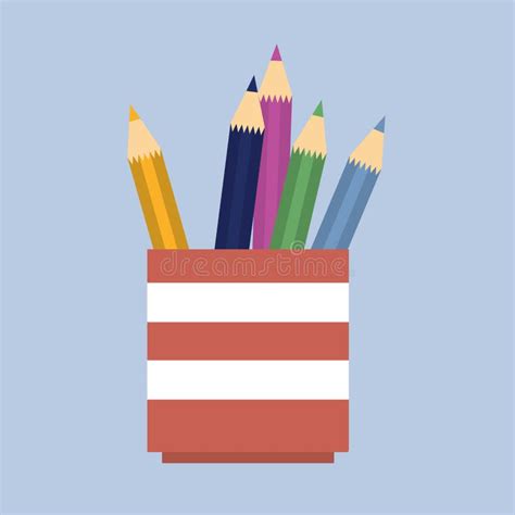 Vector Illustration Pencils In A Pencil Holder Stock Illustration Illustration Of Paint