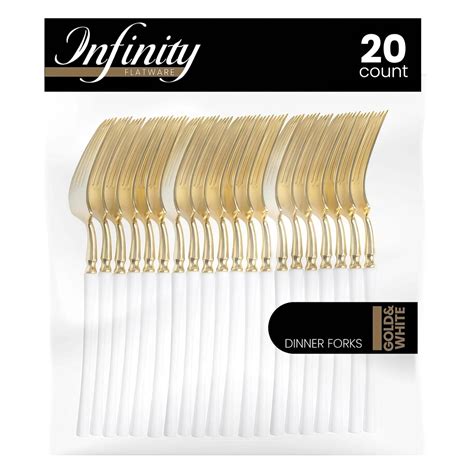 Infinity Flatware Tenedores De Cena Dorados Y Blancos 20 Unidades