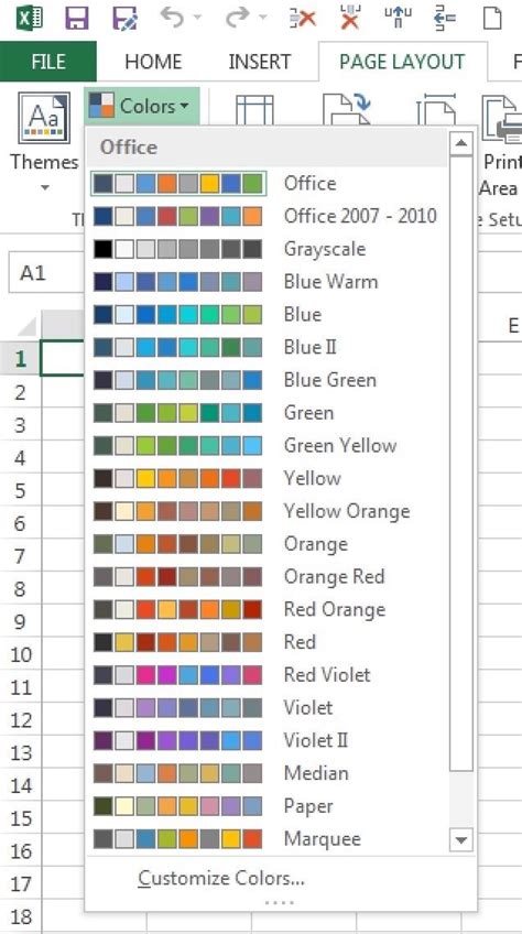 Color Palettes Excel