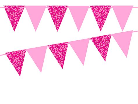 Hot Pink Flowersolid Pink 10ft Vintage Pennant Banner Paper Triangle