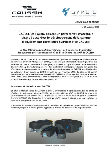 Transport Propre Gaussin Et Symbio Nouent Un Partenariat Strat Gique