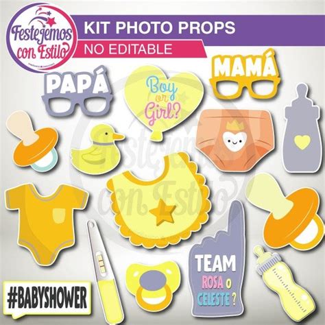 Photo Props Imprimible Baby Shower Unisex Festejemos Con Estilo