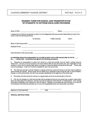 Fillable Online Clinton K Wi Request Form For School Bus