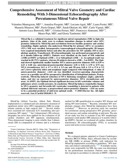 Comprehensive Assessment Of Mitral Valve Geometry And Cardiac