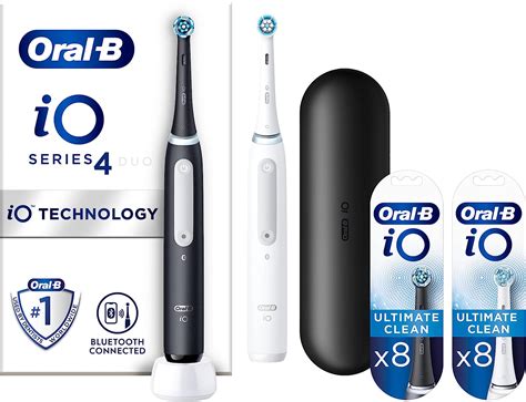 Oral B IO4 Electric Toothbrush Black White Duo Pack Toothbrush