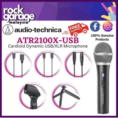 Audio Technica ATR2100X-USB Cardioid Dynamic USB/XLR Microphone (Audio-Technica ATR2100x USB ...