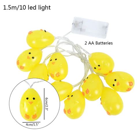 Set Easter Cute Little Chicken String Lights 5ft 10led Cartoon Yellow