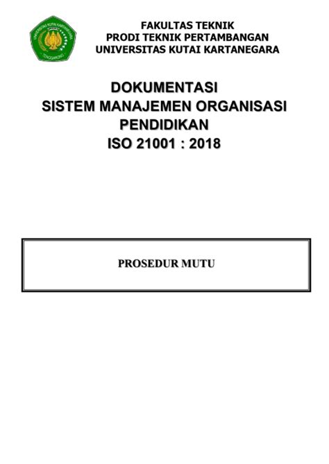 Buku Prosedur Mutu Fakultas Teknik Universitas Kutai Kartanegara