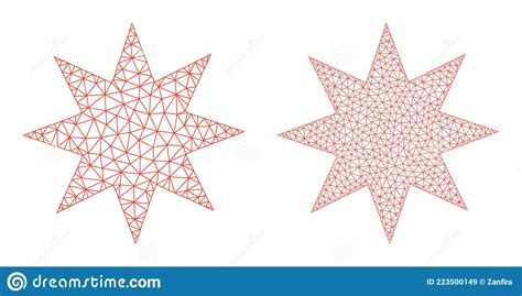 Acht Puntige Sterpictogrammen Vectoren Met Veelhoekige Mazen Vector