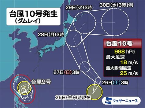 台風10号（ダムレイ）発生 日本の東を北上か 進路に注意（2023年8月25日）｜biglobeニュース