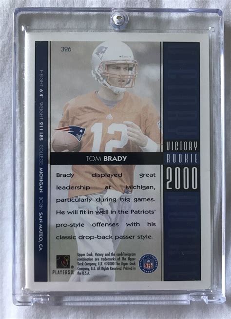 2000 Tom Brady Upper Deck Victory New England Patriots 326 RC EBay