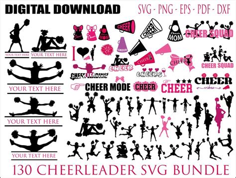 130 Cheerleader Svg Cheerleading Svg Bundle Cheer Svg Etsy