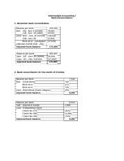 Bank Reconciliation Docx Intermediate Accounting I Bank