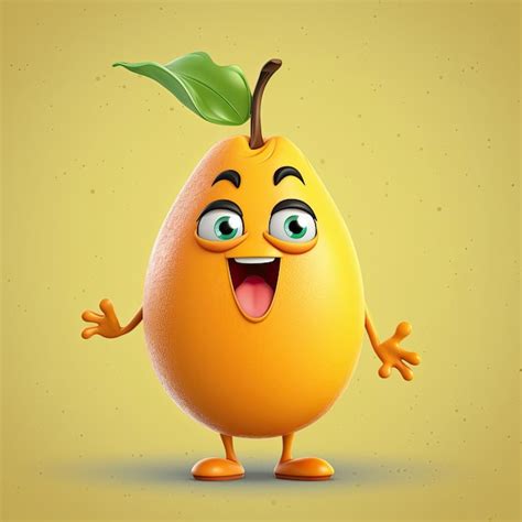 Ilustración 3d del personaje de mango dibujado en estilo de dibujos