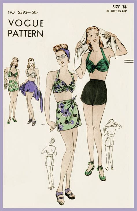 V 5392 Bust 32 Vintage Vogue Sewing Patterns Vintage Swimsuit