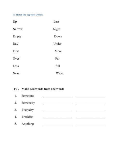 Class 3 Eng Worksheet Worksheet Live Worksheets