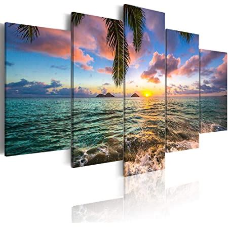 Goldfoilart Pieces Sea Sunset Modern Wall Art Set Seascape Beach