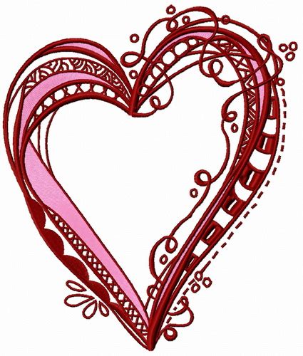 Ribbon Heart Embroidery Design