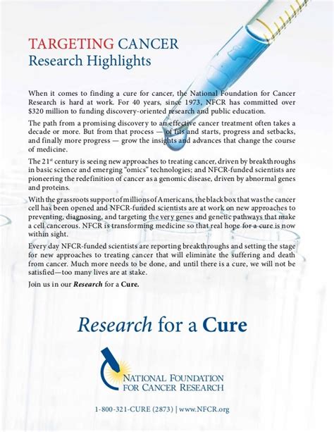 National Foundation For Cancer Research Progress Report 2013