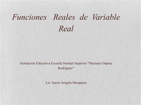 Funciones Reales De Variable Real Clase Ppt