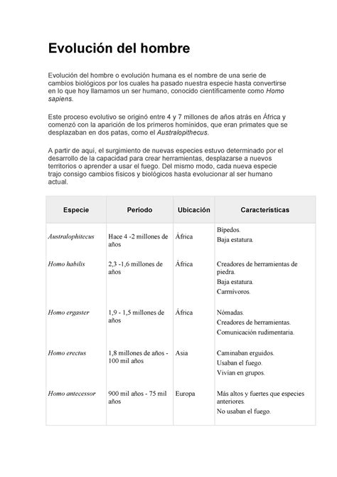 Evolución Del Hombre Evolución Del Hombre Evolución Del Hombre O Evolución Humana Es El Nombre