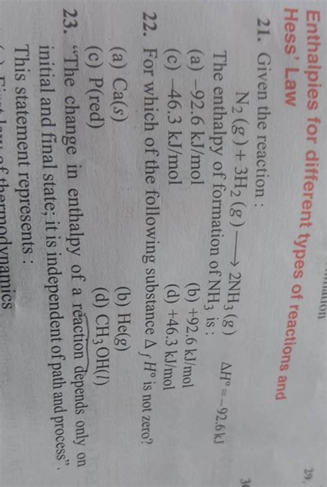 Enthalpies For Different Types Of Reactions And Hess Law 21 Given The R