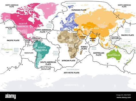 Plaques Tectoniques La Surface De La Terre Carte Du Monde Avec Noms