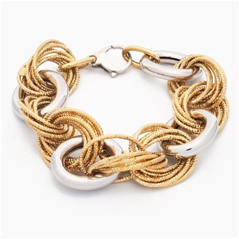 Pulsera Articulada De Oro Amarillo Y Blanco Joyer A Firenze