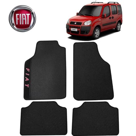 Tapete Fiat Doblo Universal Preto Bordado No Shoptime