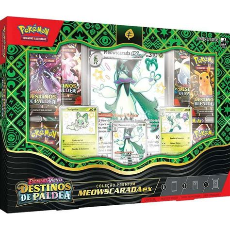 Pokemon Scarlet And Violet Paldean Fates Meowscarada Ex Premium Collection 8 Booster Packs 3