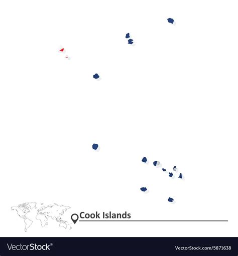 Map Of Cook Islands With Flag Royalty Free Vector Image