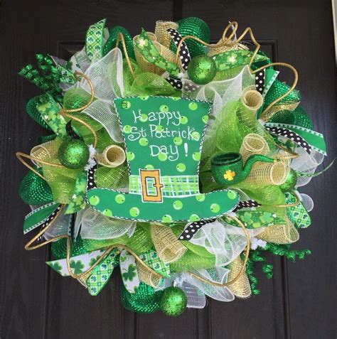 St Patricks Day Deco Mesh Wreath St Patricks Mesh Etsy Deco