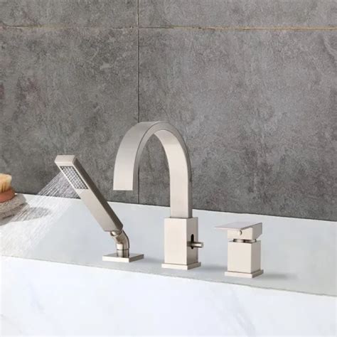 Dropship Waterfall Bathtub Faucet With Sprayer 3 Hole Roman Tub Filler