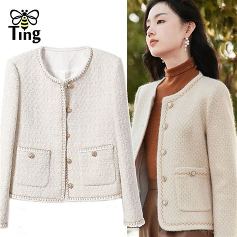 Tingfly Designer Fashion Single Breasted Retro Elegant Tweed Jacket