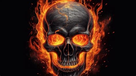 Premium AI Image A Skull With Flames On It