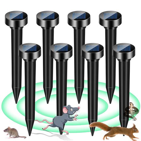 G · PEH Mole Repellent, 8 Pack Solar-Powered Outdoor Waterproof