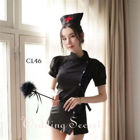 Jual COSTUM NURSE LINGERIE SEXY COSPLAY PERAWAT SEKSI HITAM CL46