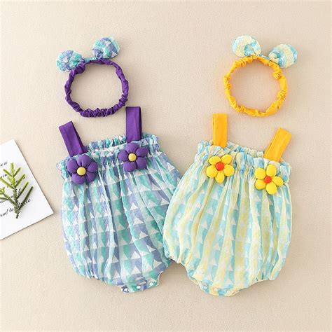 Jual Baju Bayi Lucu Import Lengan Pendek Free Hairband Jumper Newborn