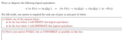 Solved Prove Or Disprove The Following Logical Chegg