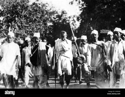 Beginning of the 'salt march' of Mahatma Gandhi and his followers, 1930 ...