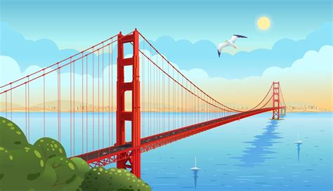 Golden Gate Bridge Across The Strait San Francisco Vector