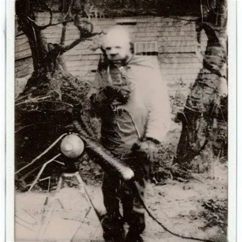 Old Polaroid Depicting A Russian Scientist Besides A Stable Diffusion