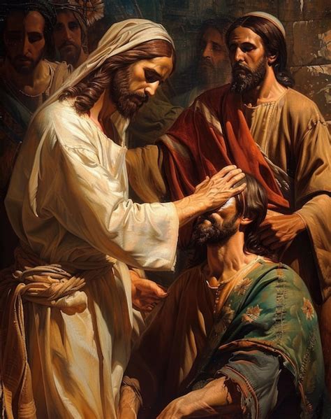 Premium Photo Portrait Of Jesus Healing The Blind Man In Jerusalem