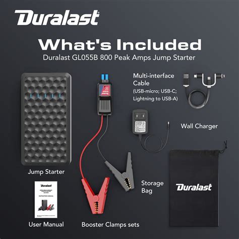 Duralast 800 Amps Lithium Portable Battery Jump Starter Gl055b