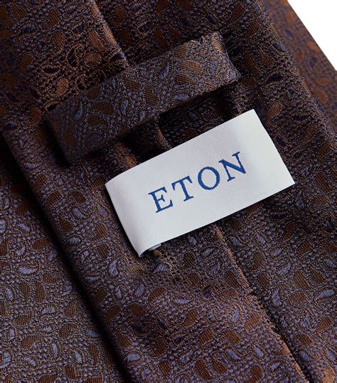 Eton Brown Silk Paisley Tie Harrods UK