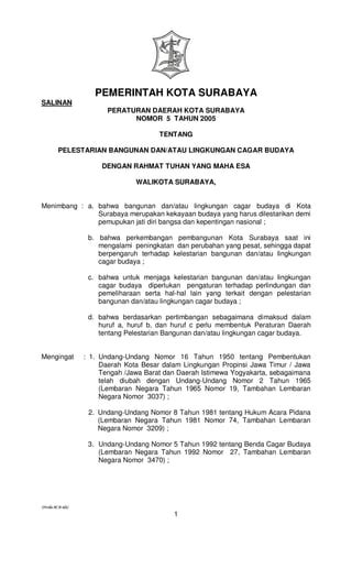 Perda No Tahun Bangunan Cagar Budaya Pdf