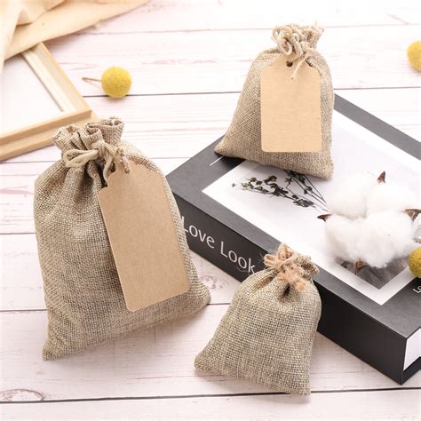 Pcs X Burlap Bags With Drawstring And Pcs Gift Tags String